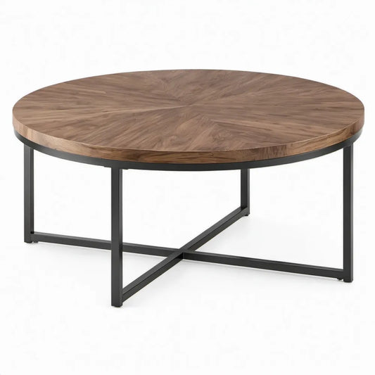 Ronde Salontafel Ø 90 x 45 cm in Walnootbruin en Zwart
