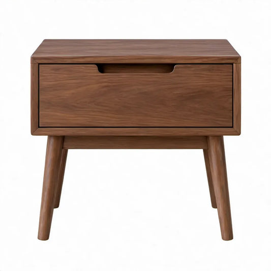 Nachtkastje met 1 lade 50 x 40 x 55 cm walnootbruin massief rubberhout