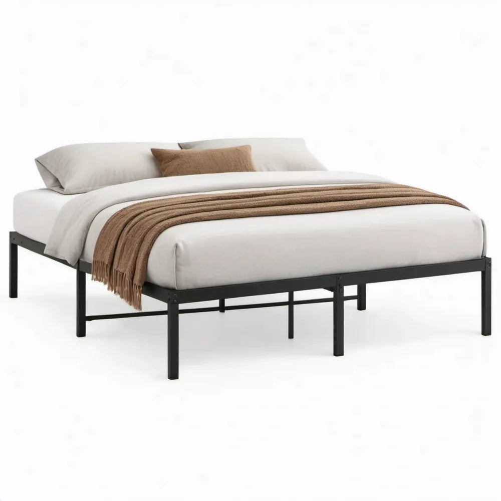 Tweepersoonsbedframe 160 x 200 cm van zwart gepoedercoat staal